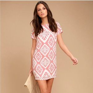 Lulus - Give Me a Print Blush Pink Print Shift Dress